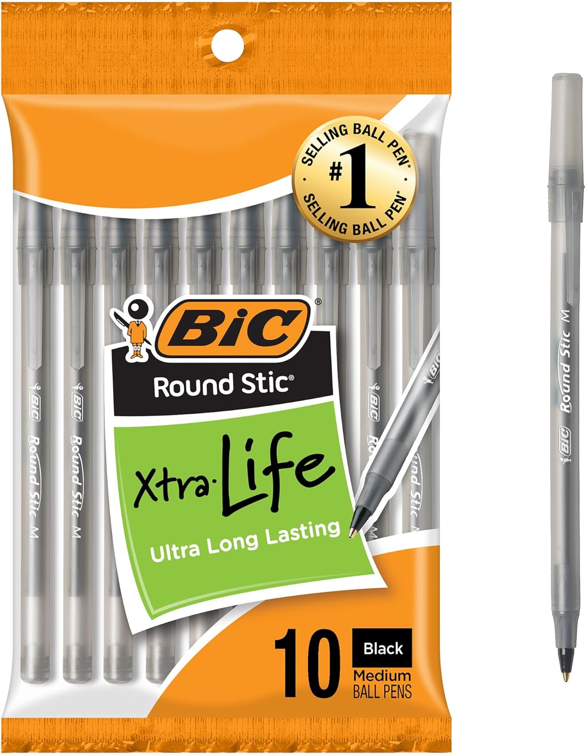 BIC Round Stic Xtra Life Black